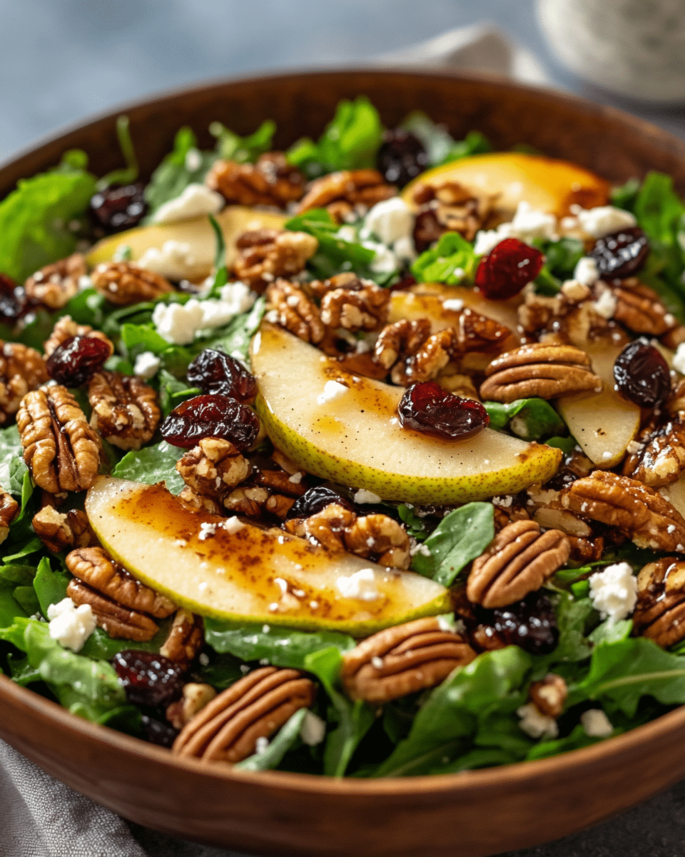 The Ultimate Thanksgiving Pear Salad with Candied Pecans